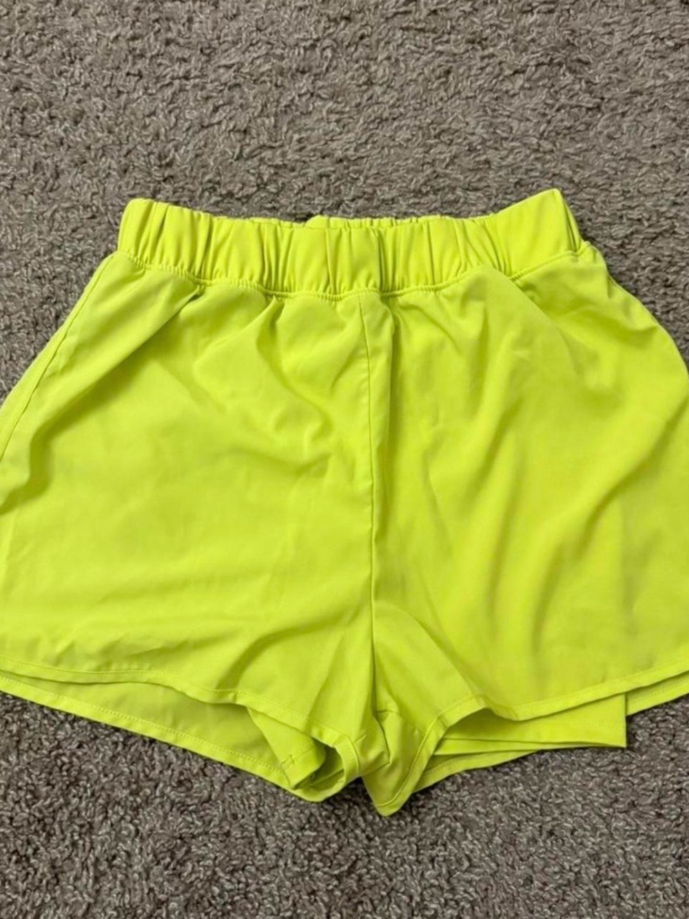 Papaya Neon Yellow Elastic-Waist Athletic Shorts
